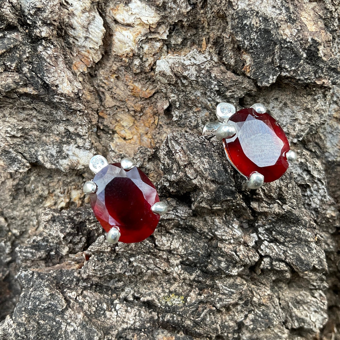 Sterling Silver exquisite red hessonite post earrings