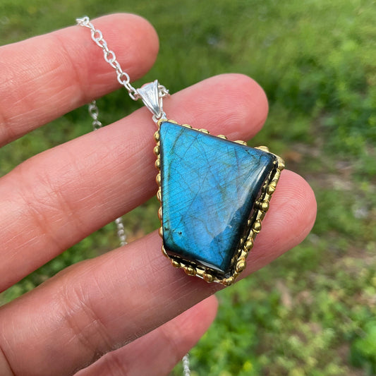 Sterling Silver Labradorite  Pendant Necklace
