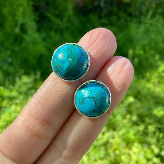 Sterling Silver Natural Turquoise stud Earrings