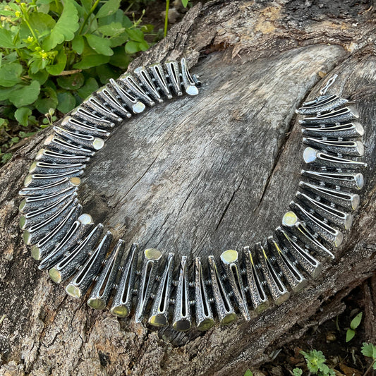 Sterling silver spike Modernist Vintage necklace collar Choker