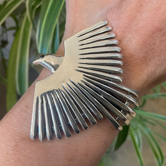 sterling silver Phoenix bird bracelet artisan cuff