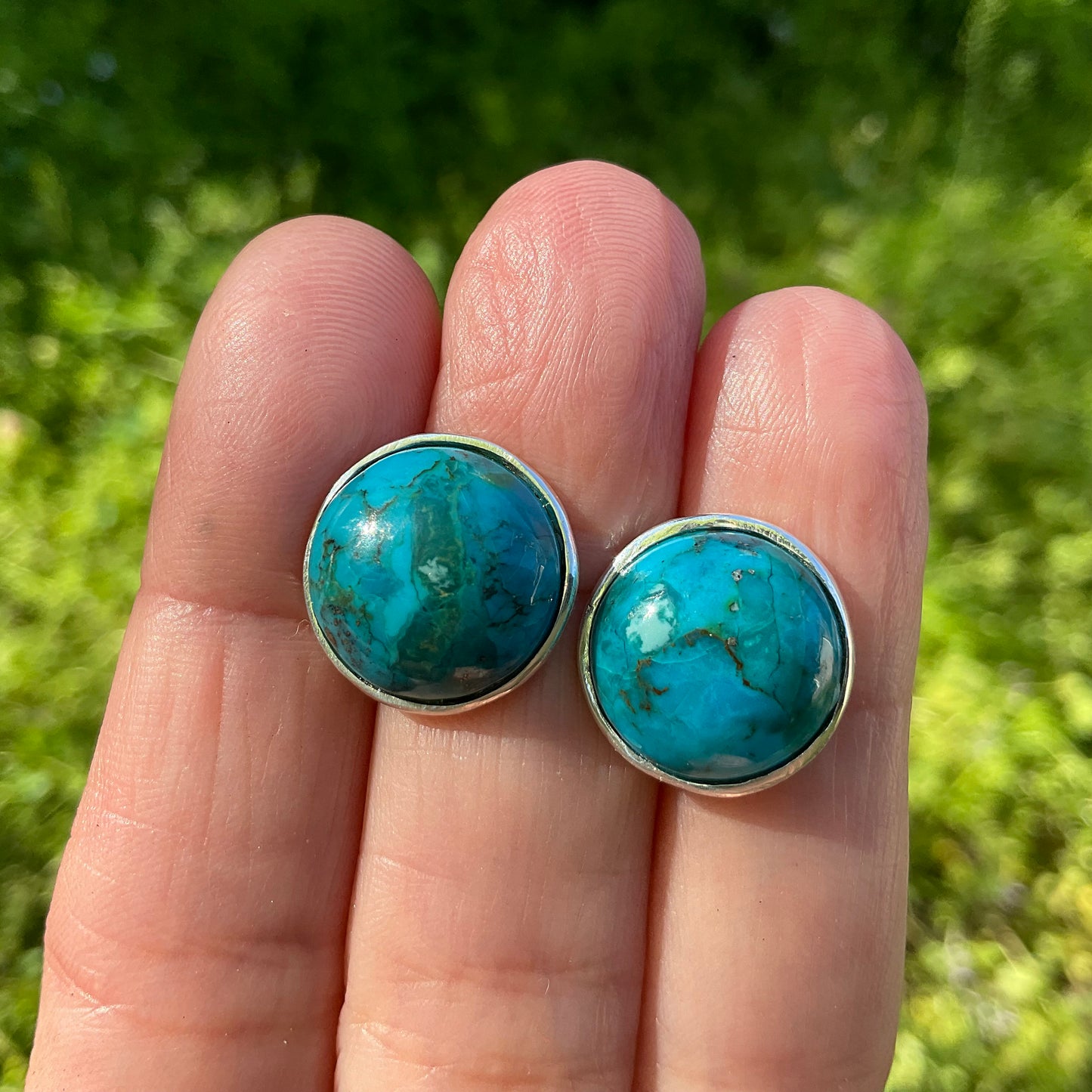 Sterling Silver Natural Turquoise stud Earrings