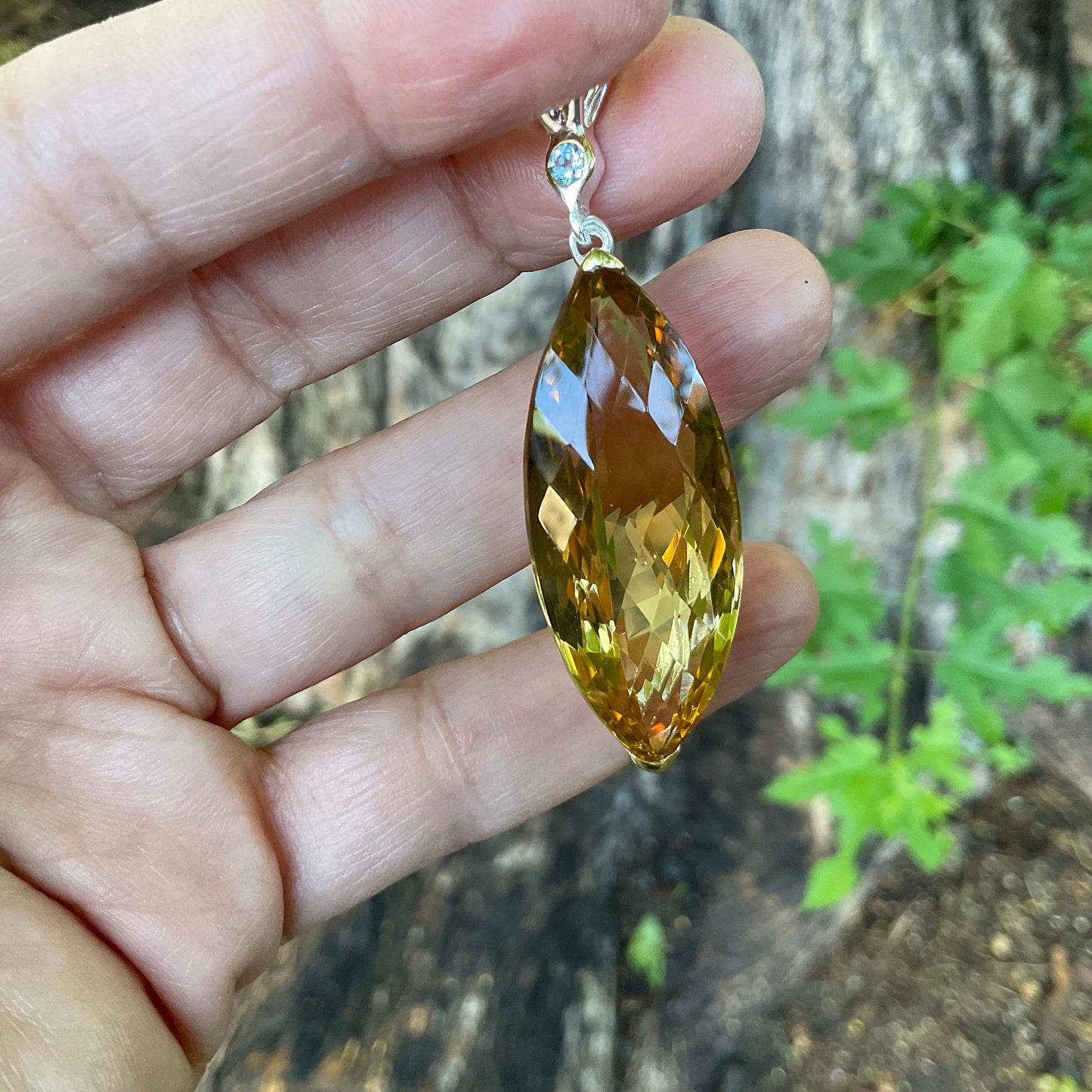 sterling silver Natural citrine marquis cut pendant for necklace