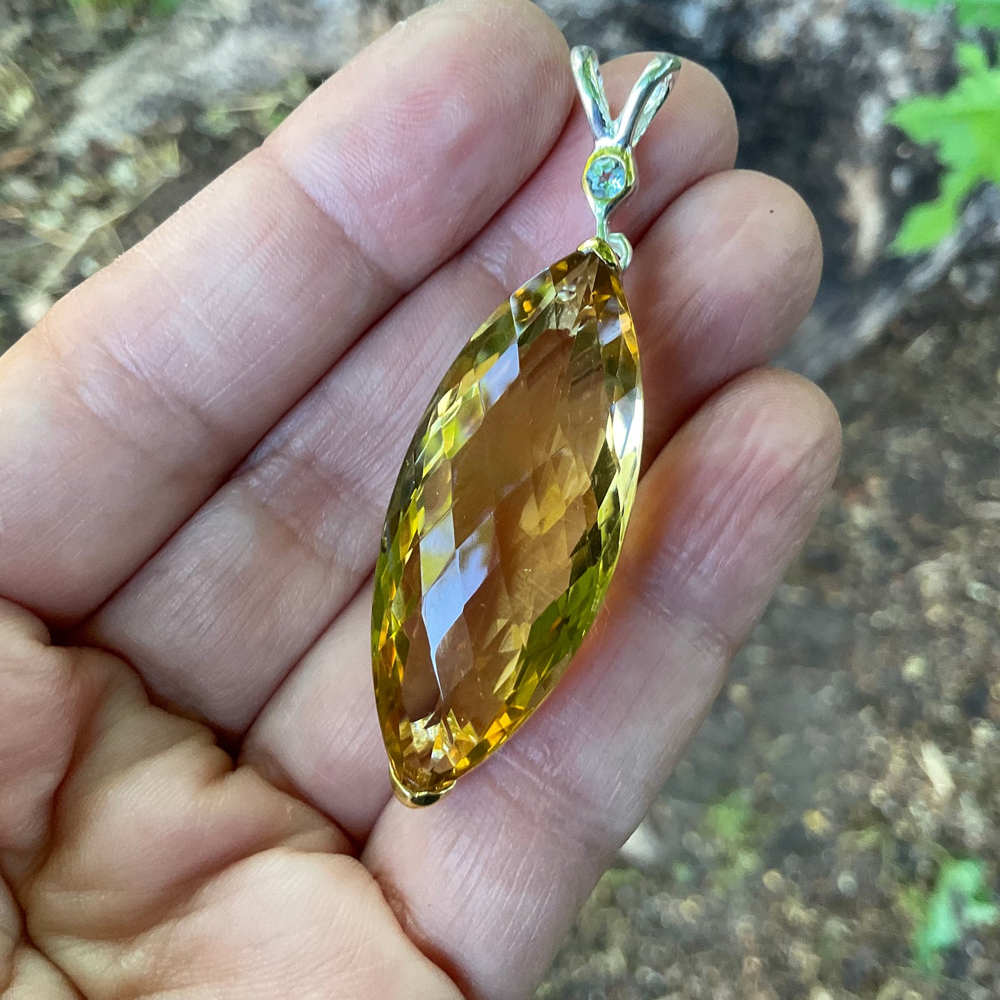 sterling silver Natural citrine marquis cut pendant for necklace