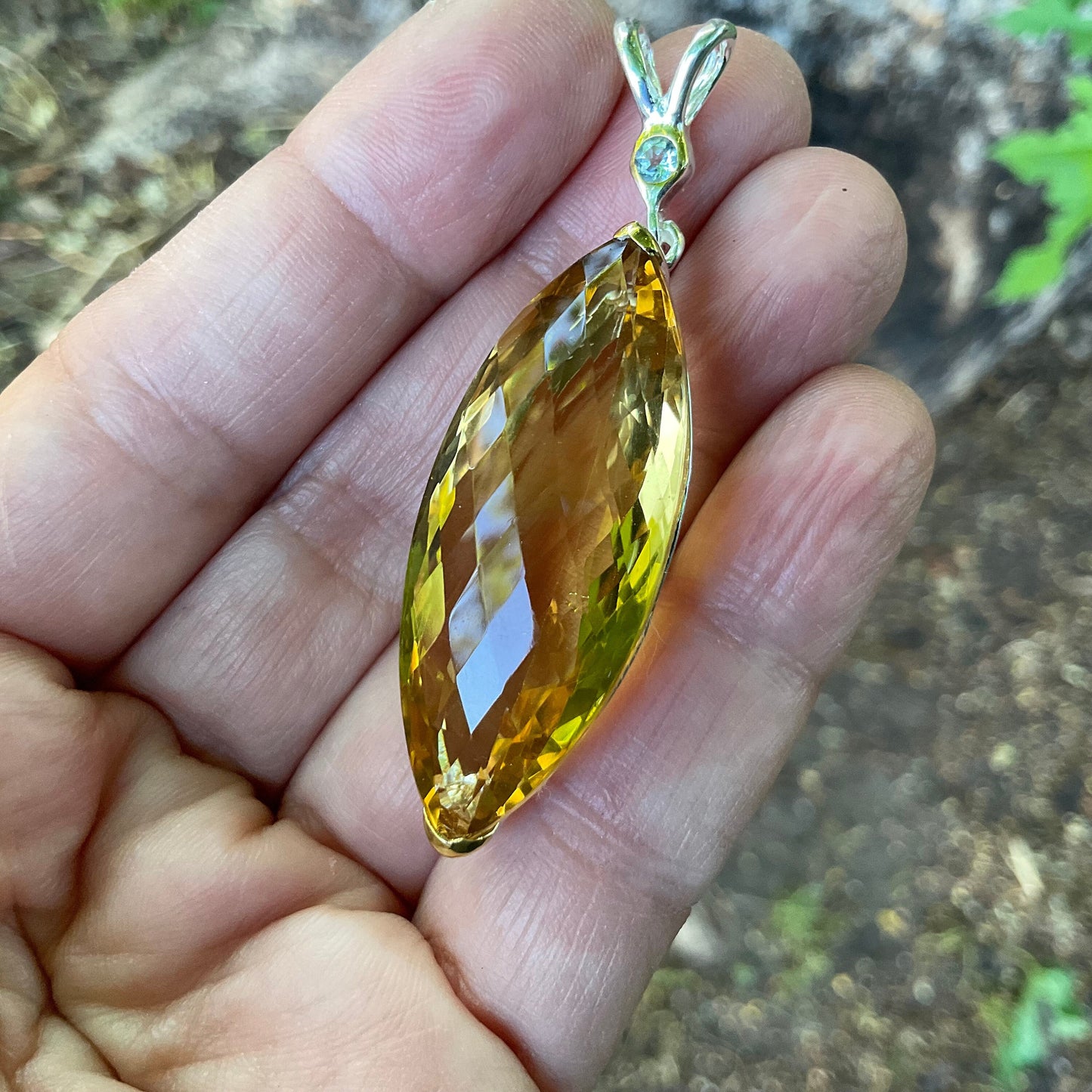 sterling silver Natural citrine marquis cut pendant for necklace