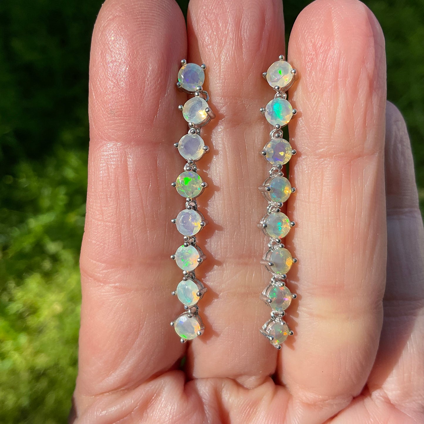 Sterling Silver rainbow opal earrings dangle earrings