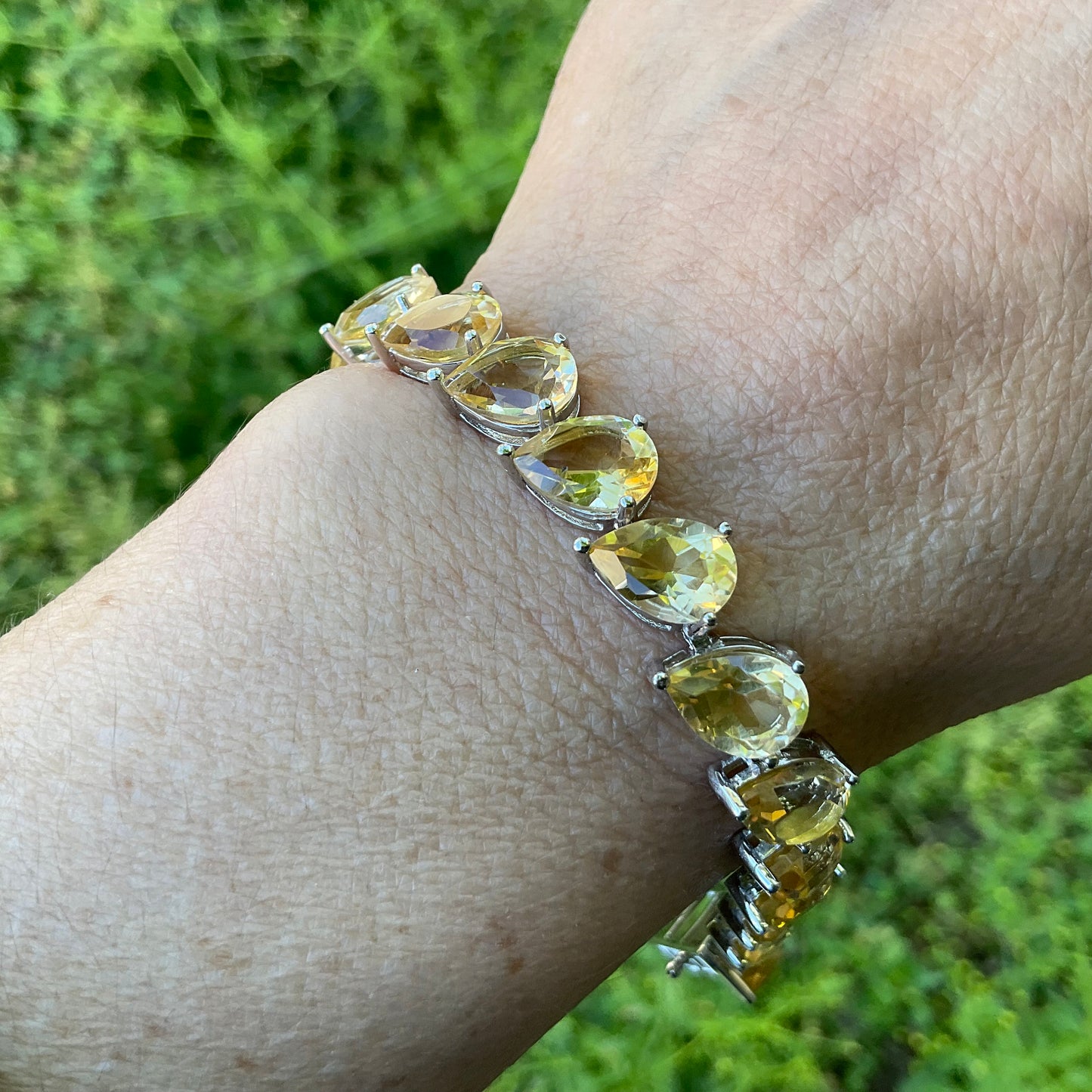 Sterling Silver Yellow citrine  tennis bracelet 7.5”