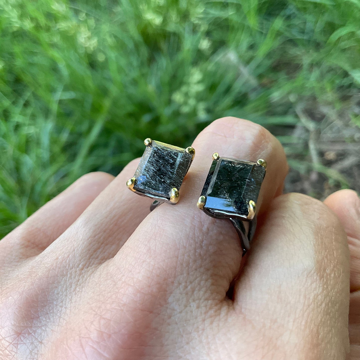 sterling silver rutilated quartz band ring 6.5 7 8
