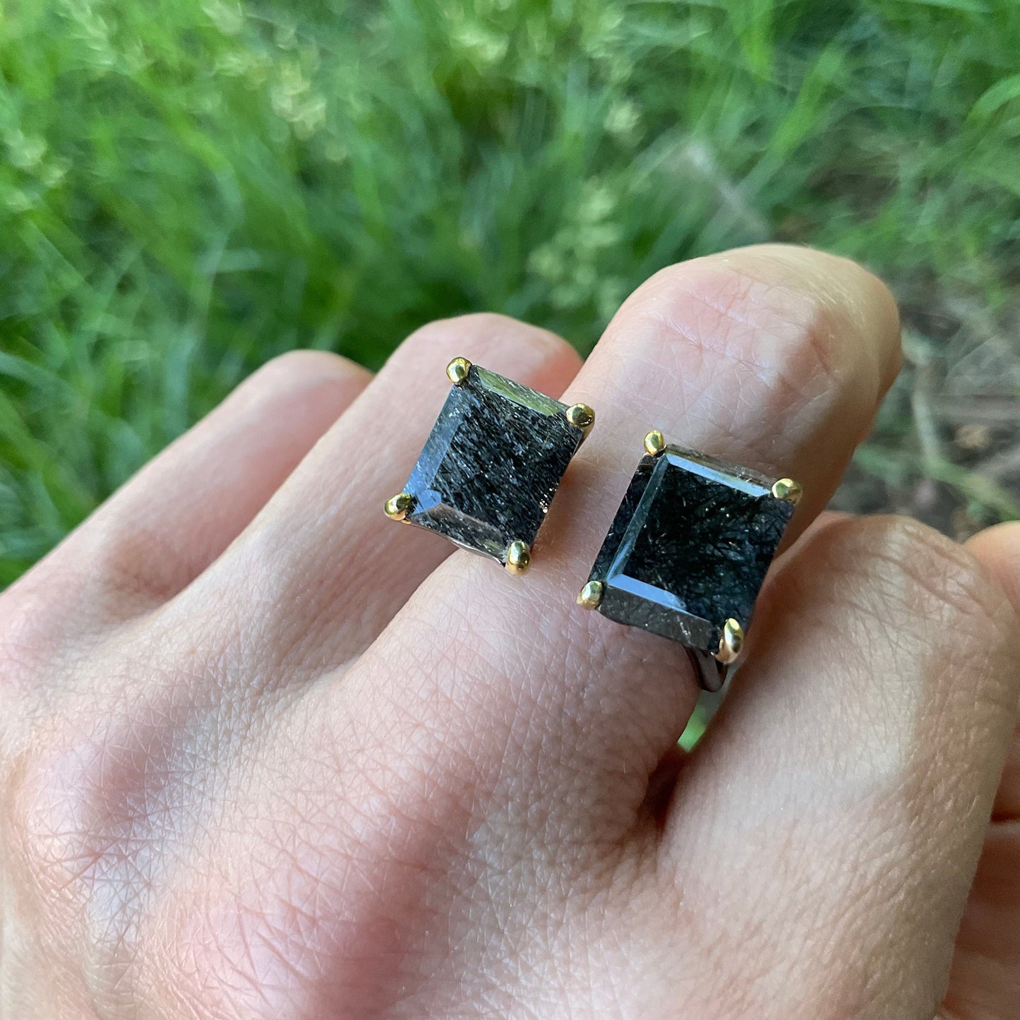 sterling silver rutilated quartz band ring 6.5 7 8