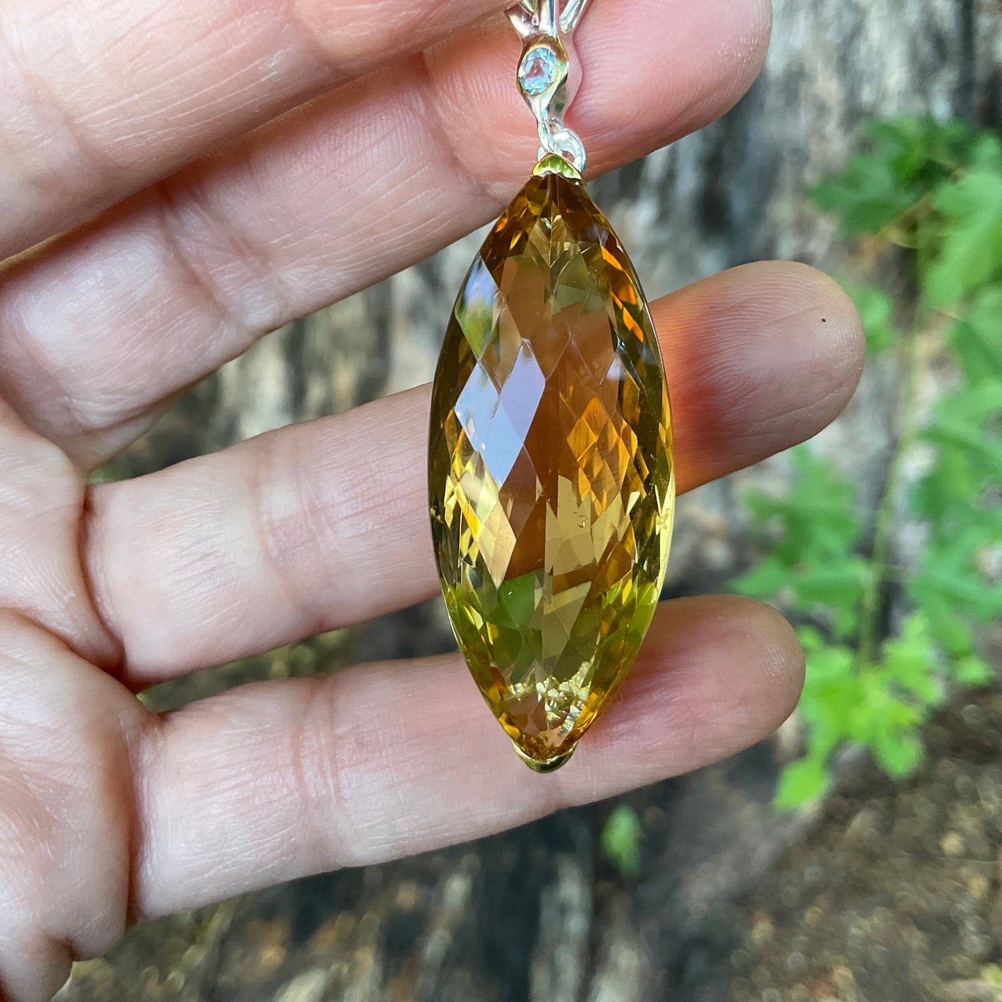 sterling silver Natural citrine marquis cut pendant for necklace