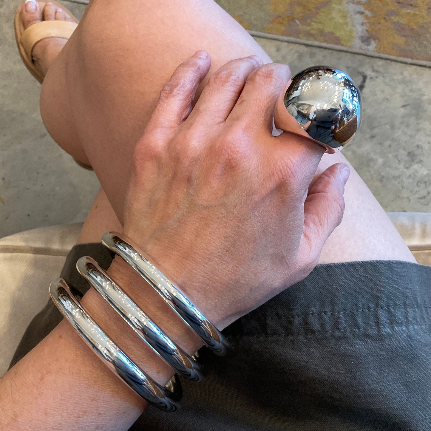 sterling silver modernist abstract Bracelet bangle cuff Colors Of Etnika