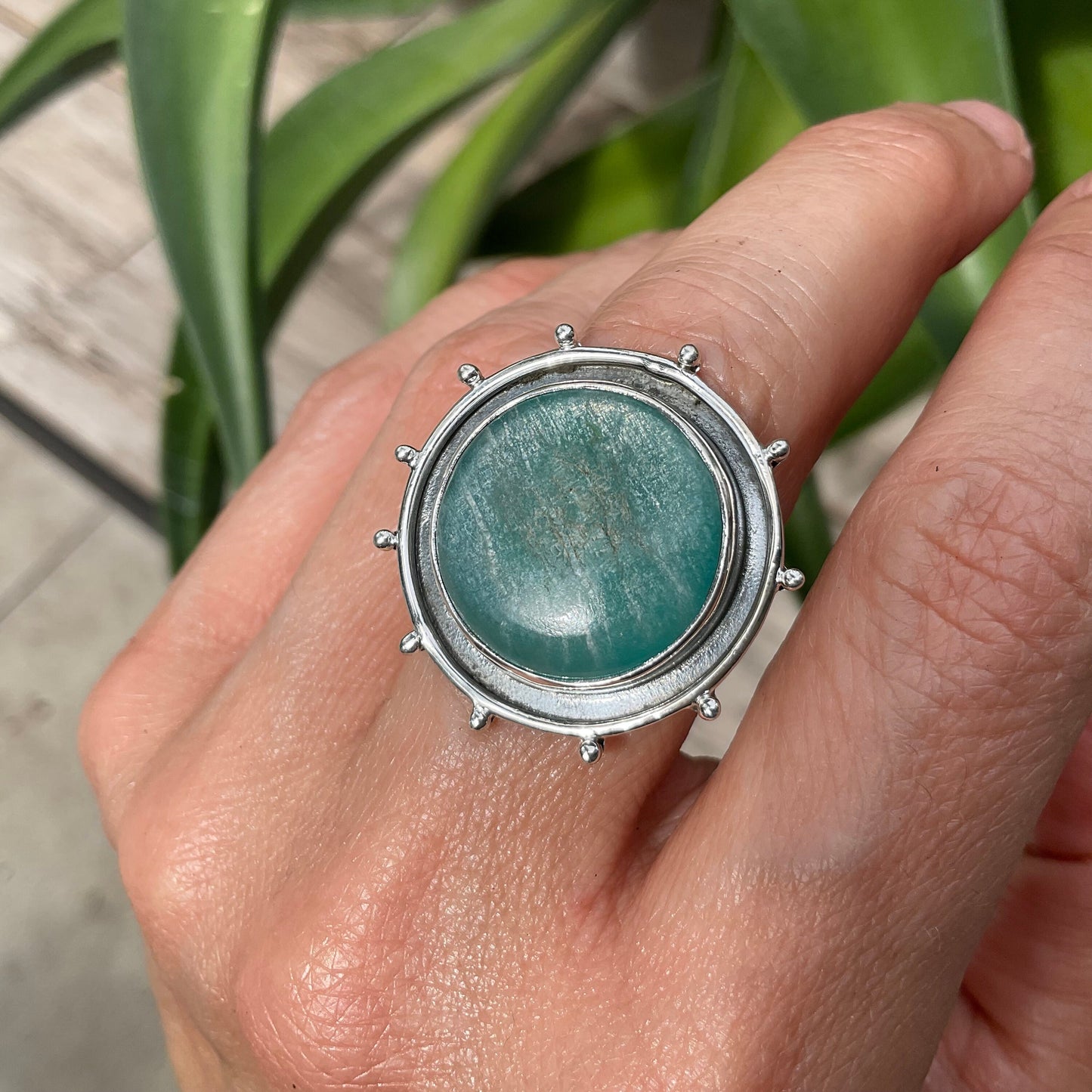 Sterling Silver Natural Aquamarine modernist ring 6