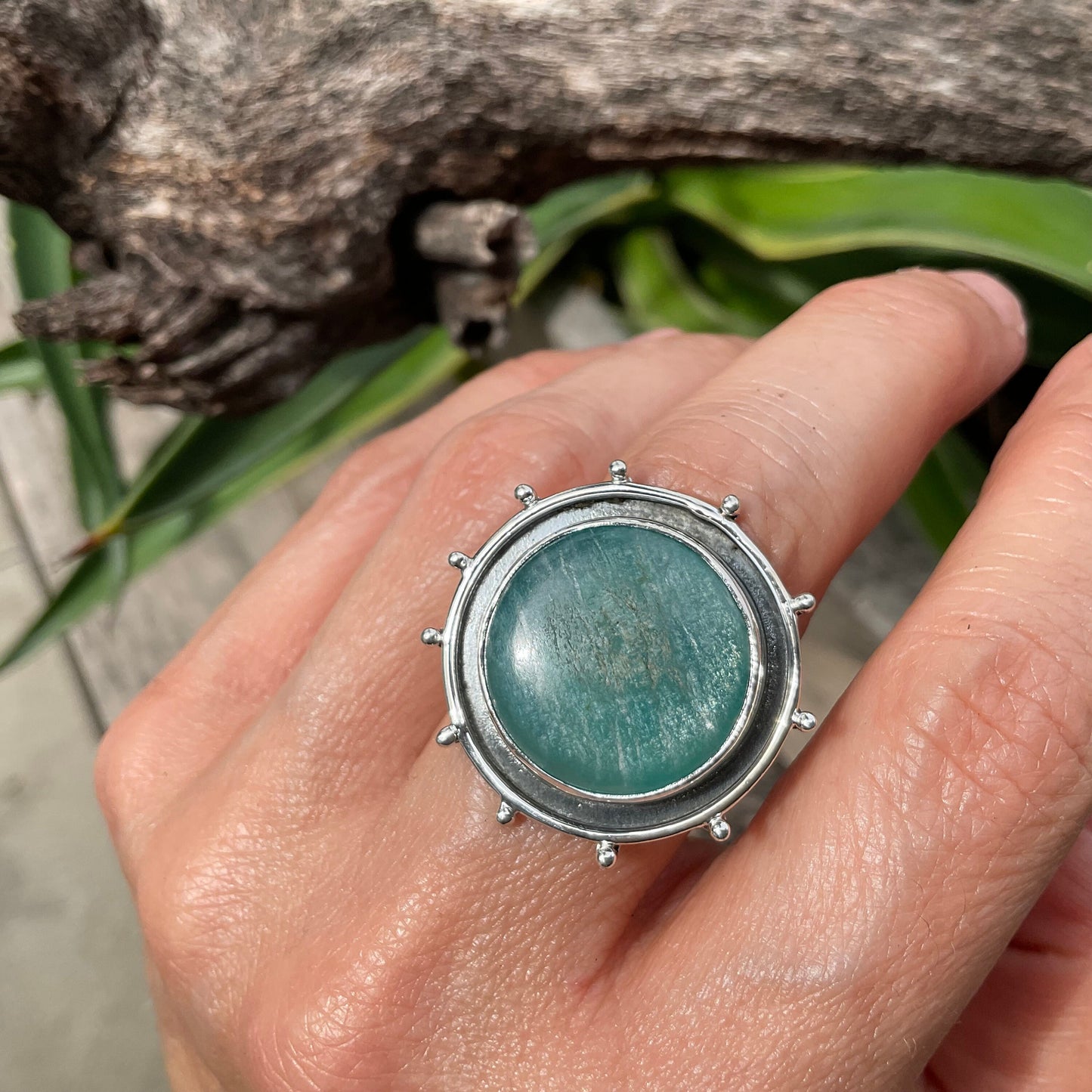Sterling Silver Natural Aquamarine modernist ring 6