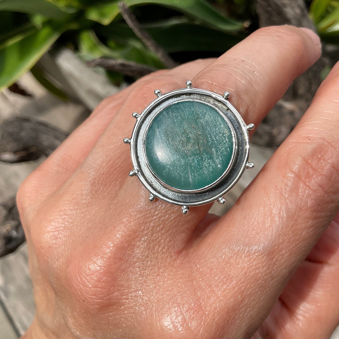 Sterling Silver Natural Aquamarine modernist ring 6