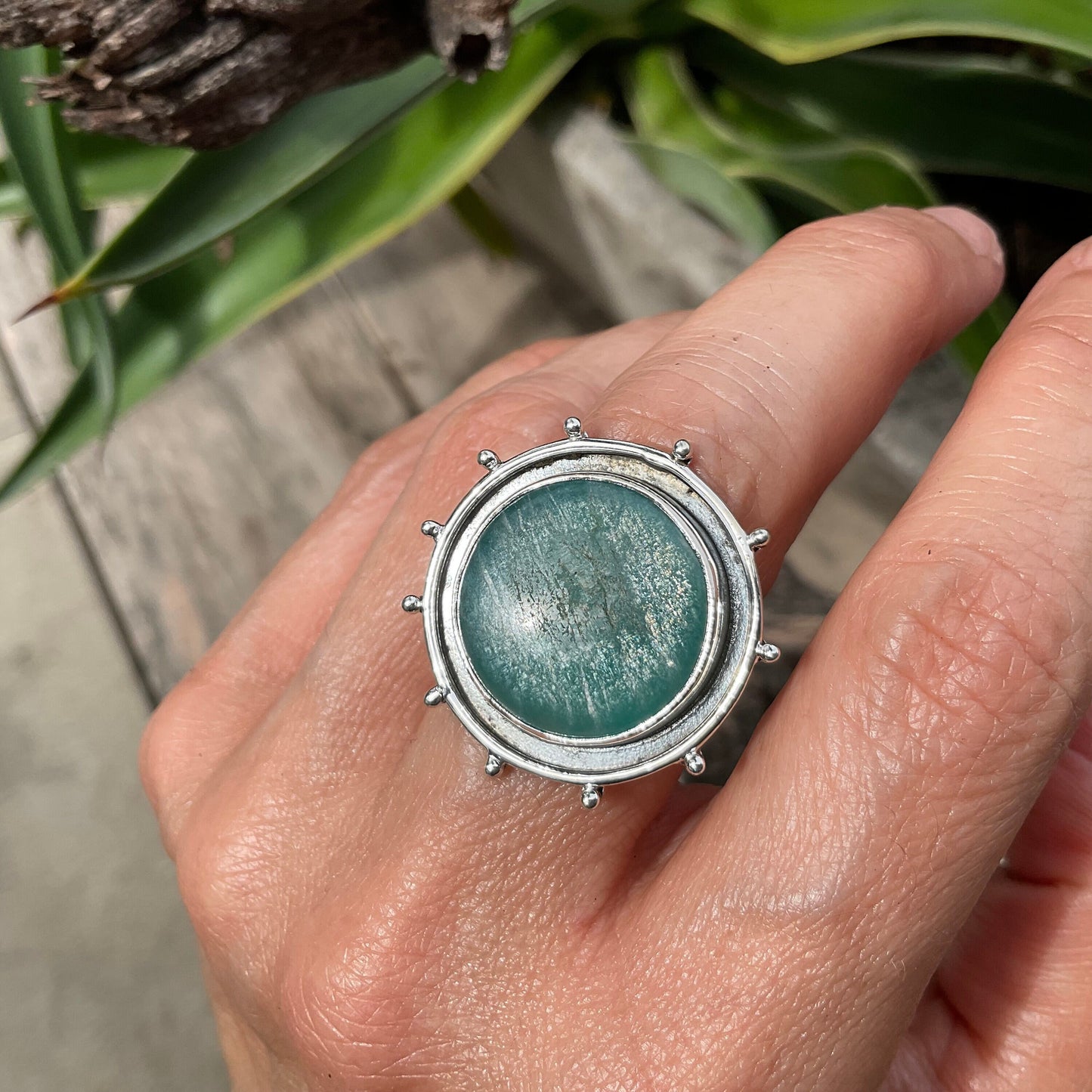 Sterling Silver Natural Aquamarine modernist ring 6