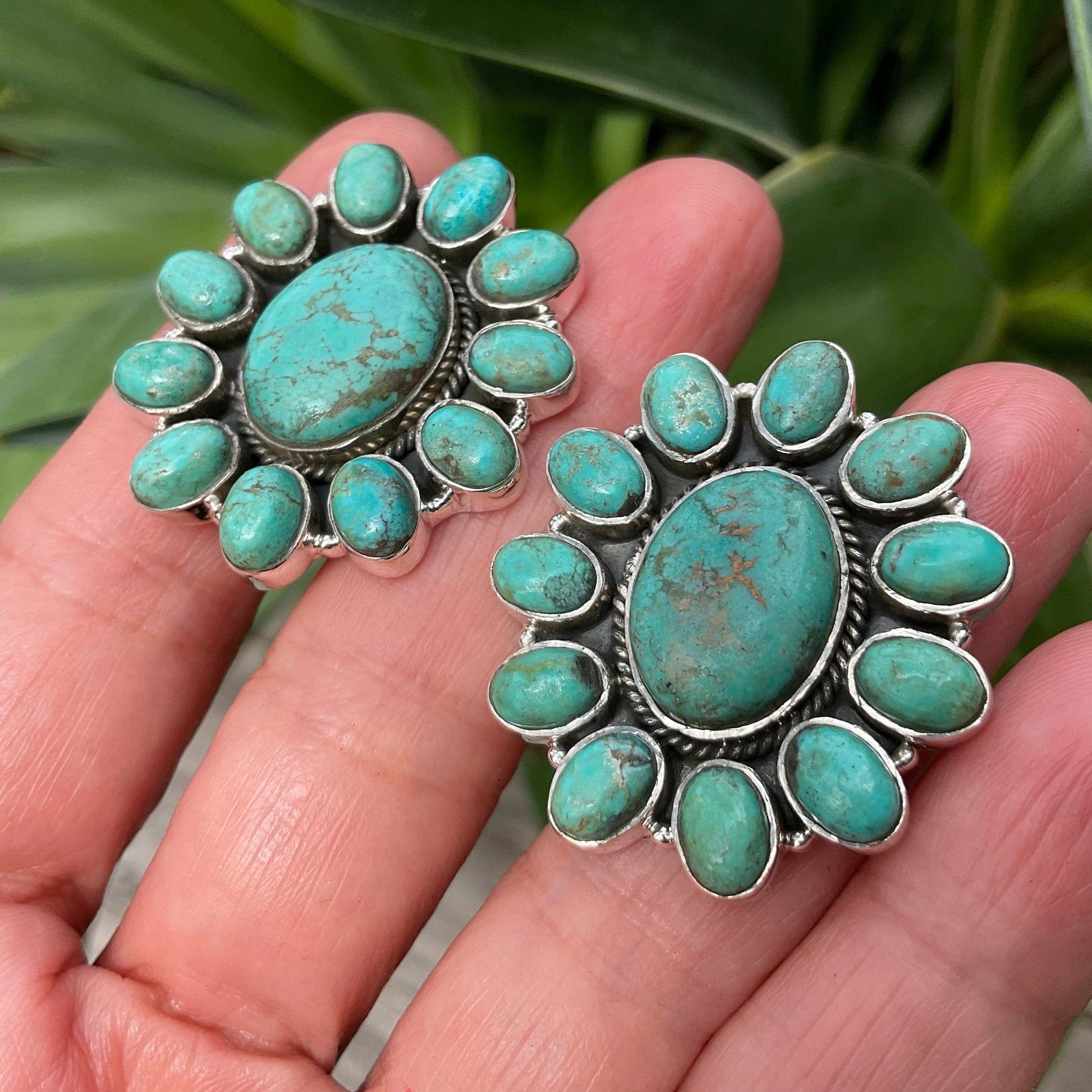 Sterling  Silver turquoise statement post earrings Colors Of Etnika