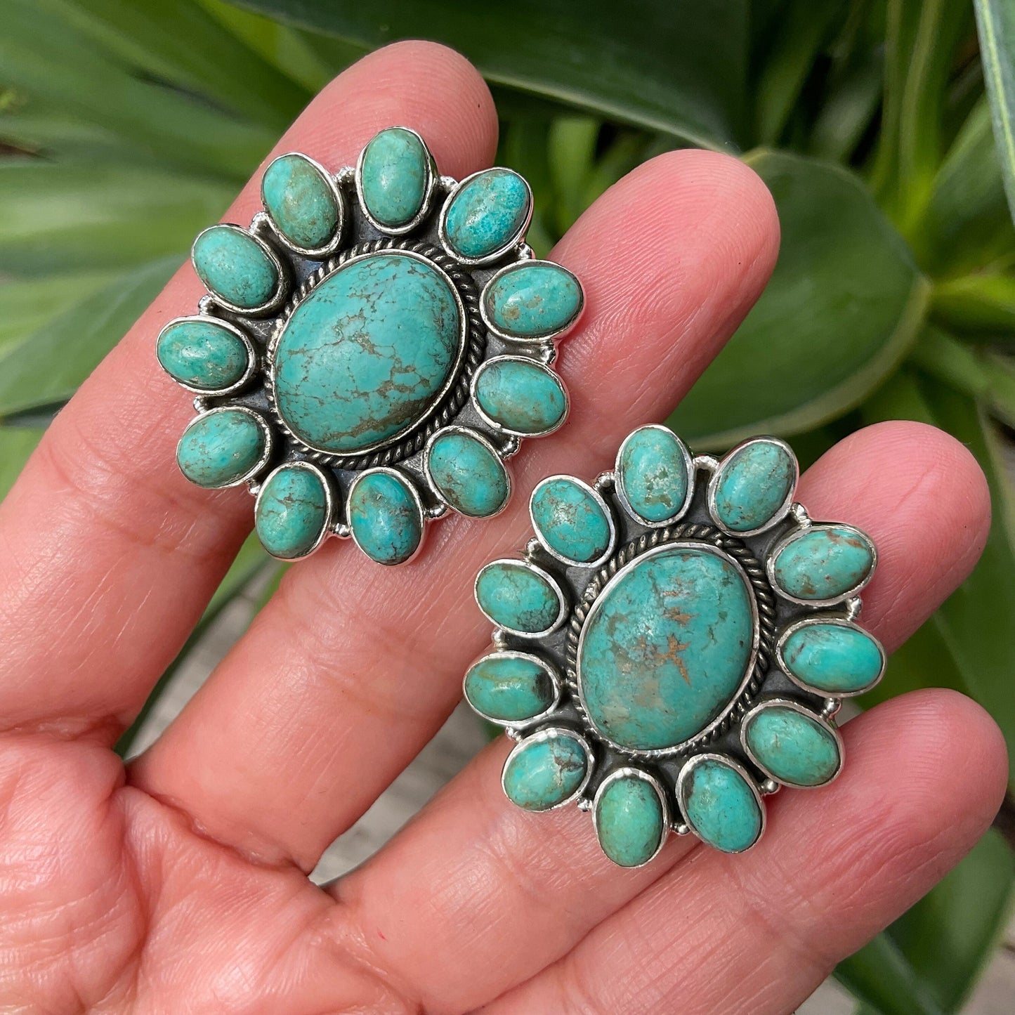 Sterling  Silver turquoise statement post earrings Colors Of Etnika