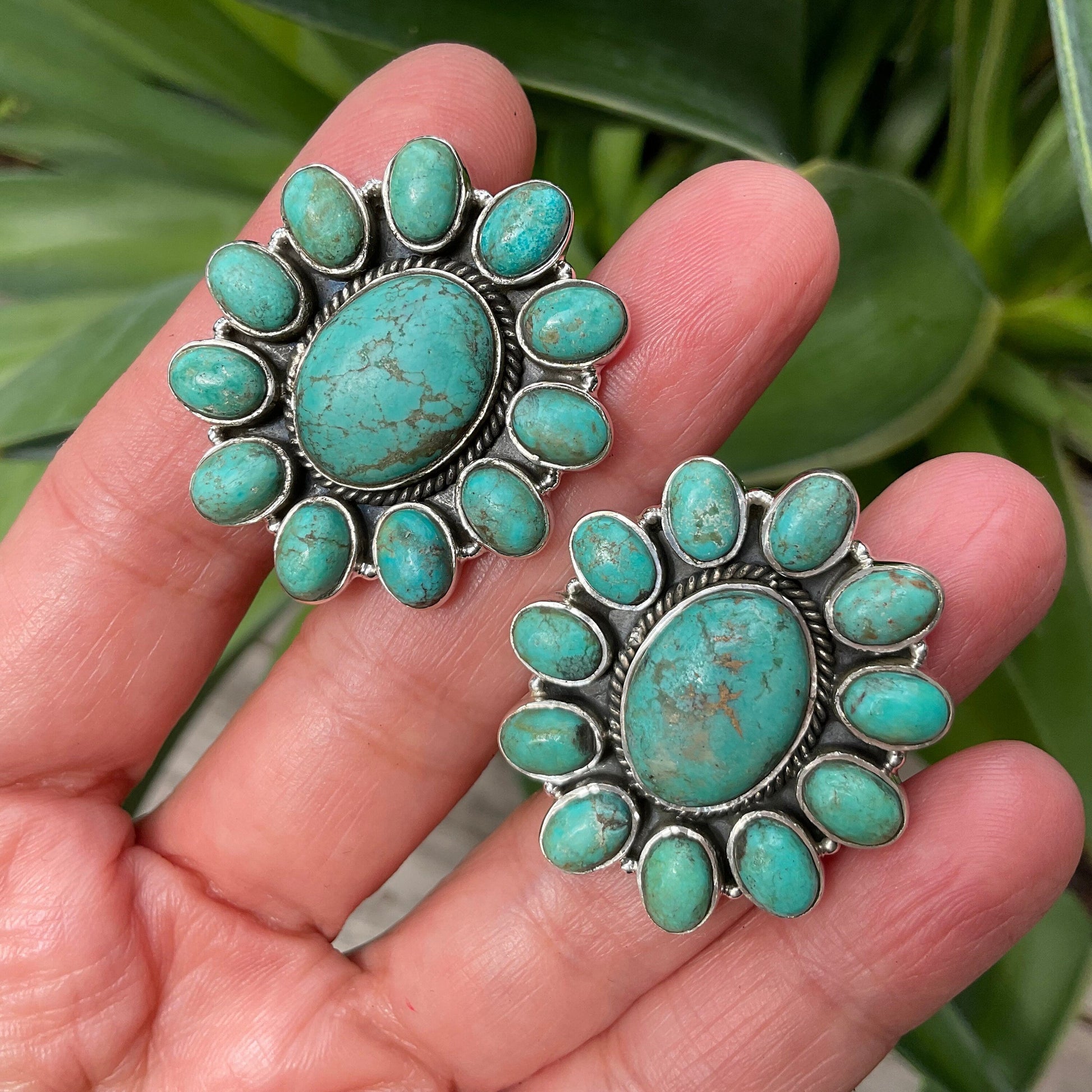 Sterling  Silver turquoise statement post earrings Colors Of Etnika