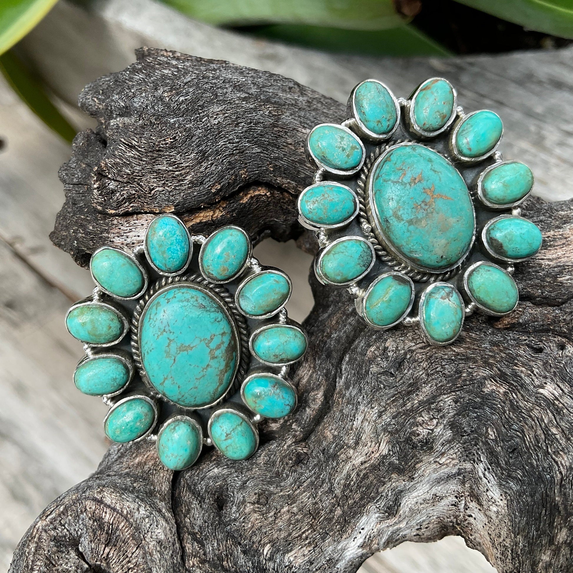 Sterling  Silver turquoise statement post earrings Colors Of Etnika