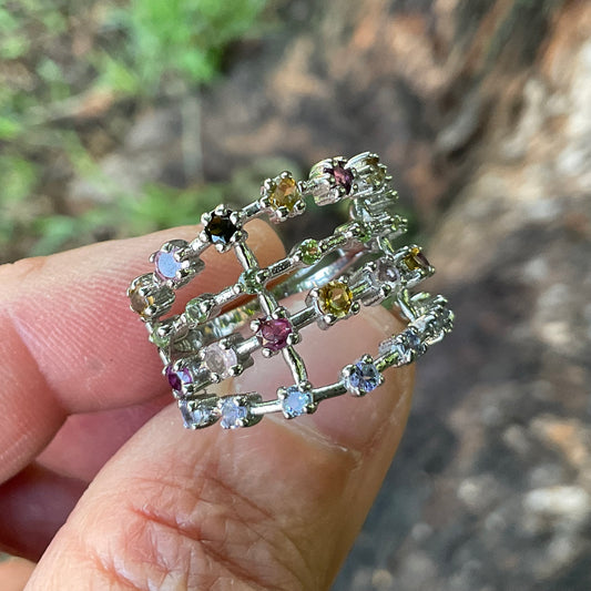 Sterling Silver  tourmaline Band ring 8