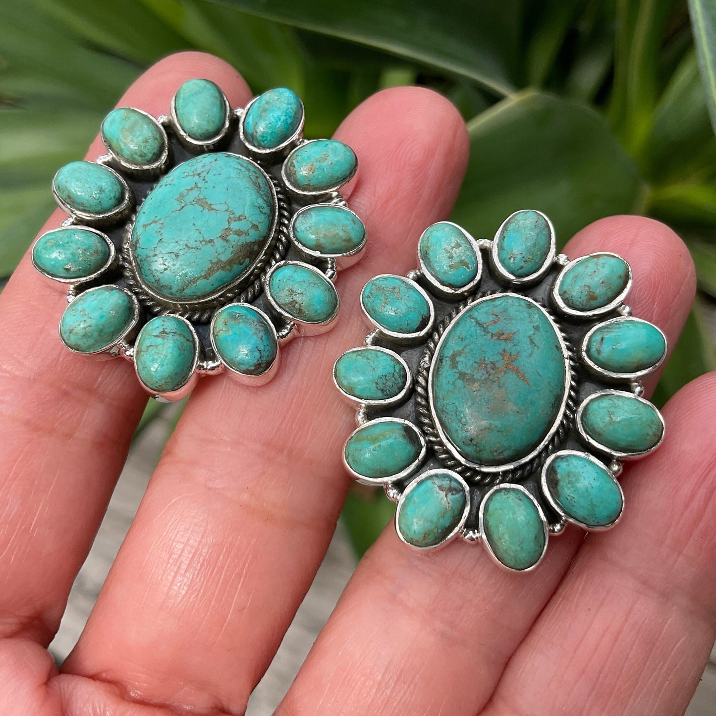 Sterling  Silver turquoise statement post earrings Colors Of Etnika