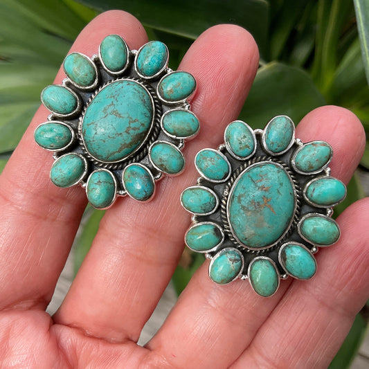 Sterling  Silver turquoise statement post earrings
