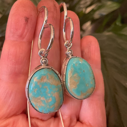 Sterling Silver hook turquoise dangle kingsman Earrings