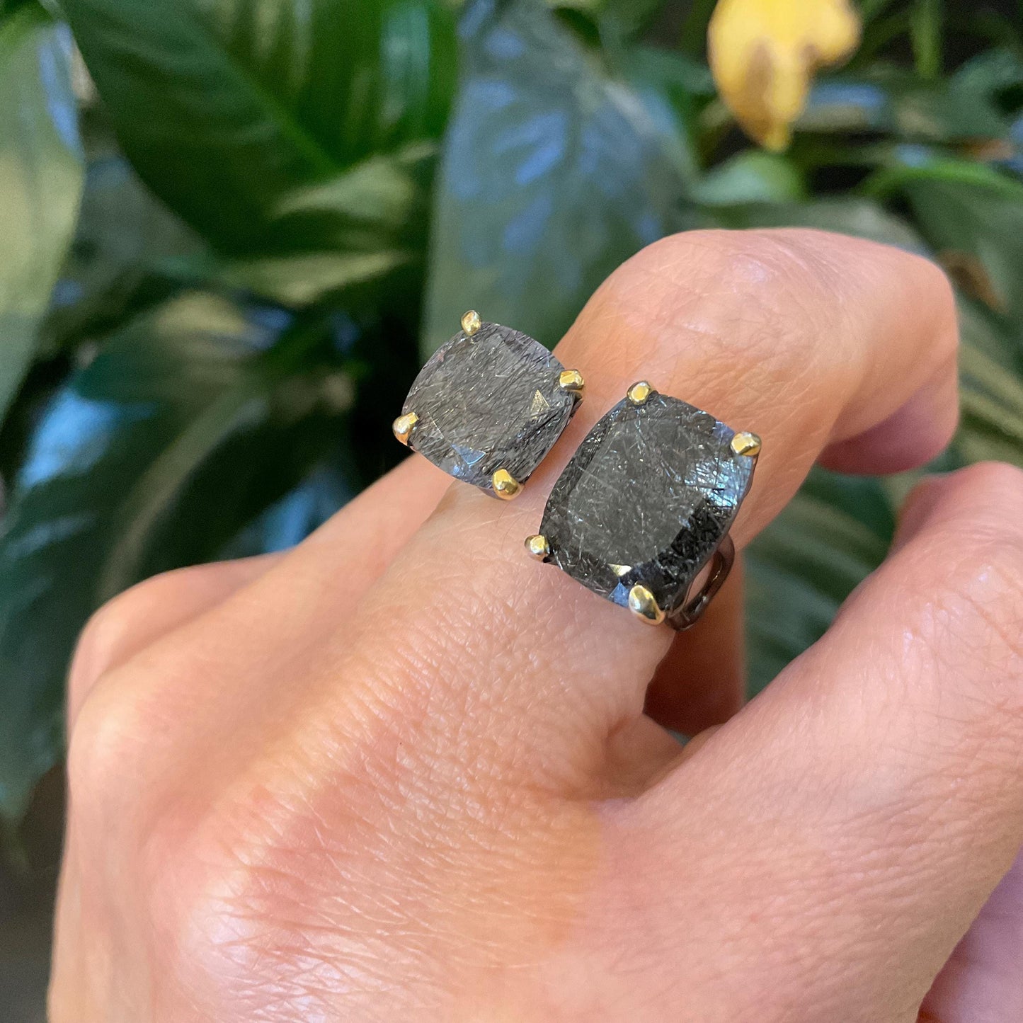 sterling silver rutilated quartz band ring 7 8 9