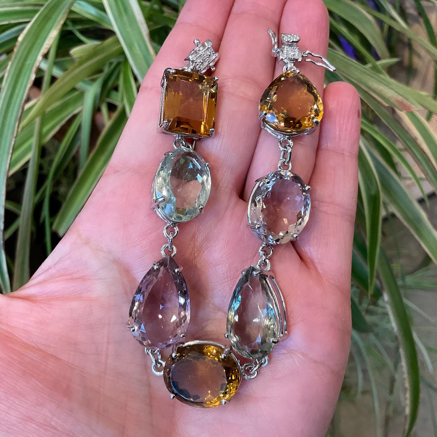 Sterling Silver Amethyst citrine ametrine  tennis wide bracelet