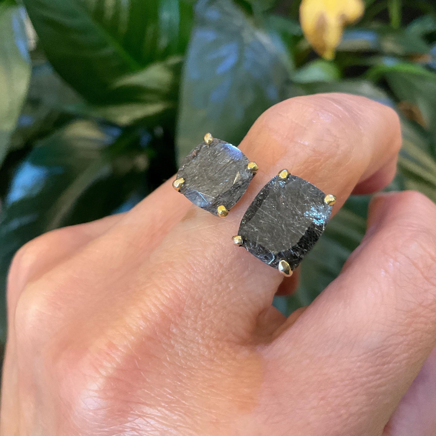 sterling silver rutilated quartz band ring 7 8 9