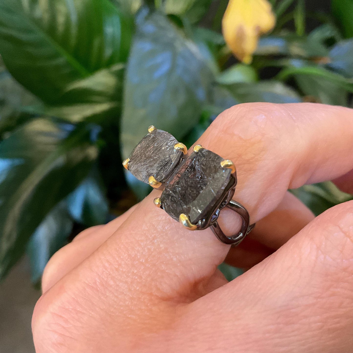 sterling silver rutilated quartz band ring 7 8 9