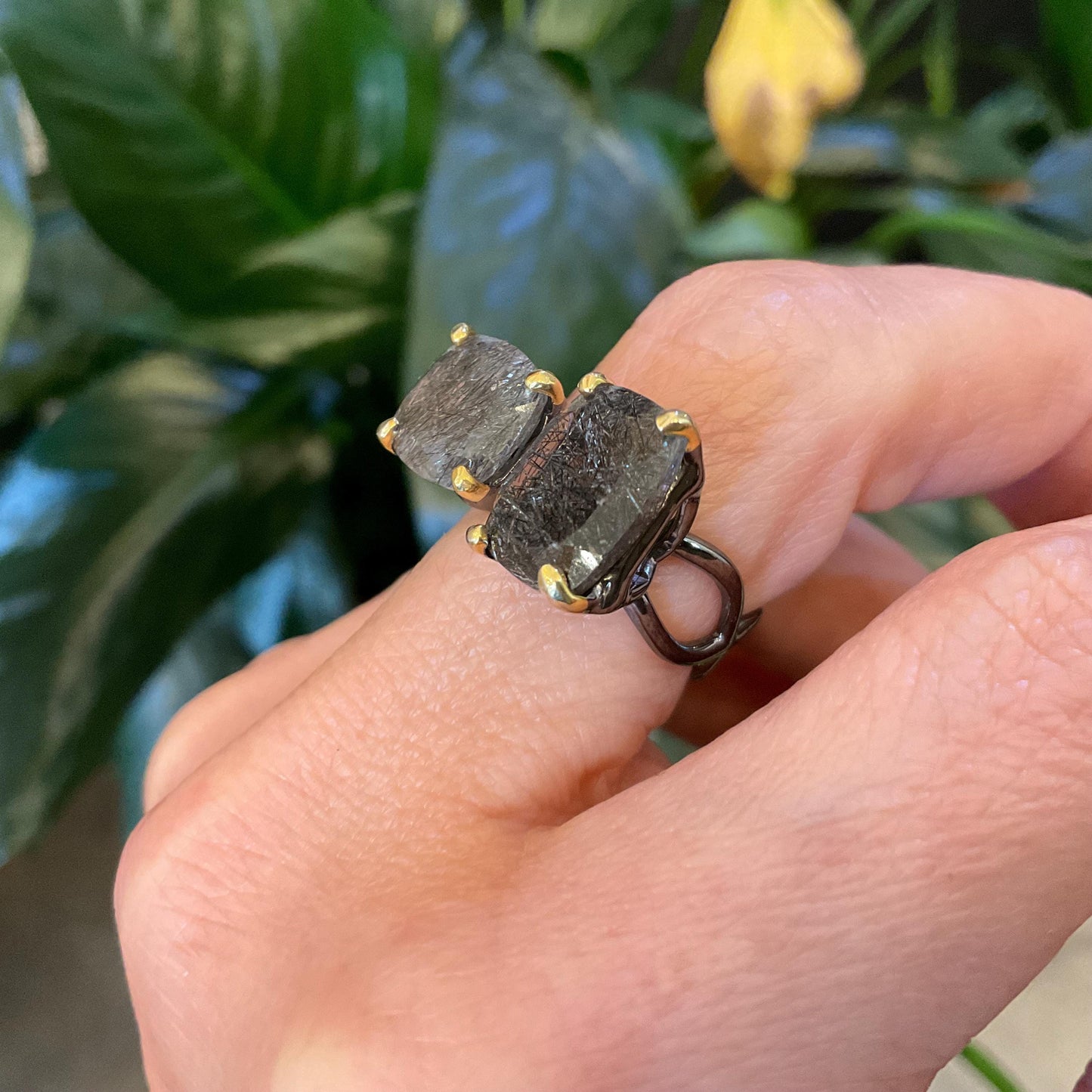 sterling silver rutilated quartz band ring 7 8 9