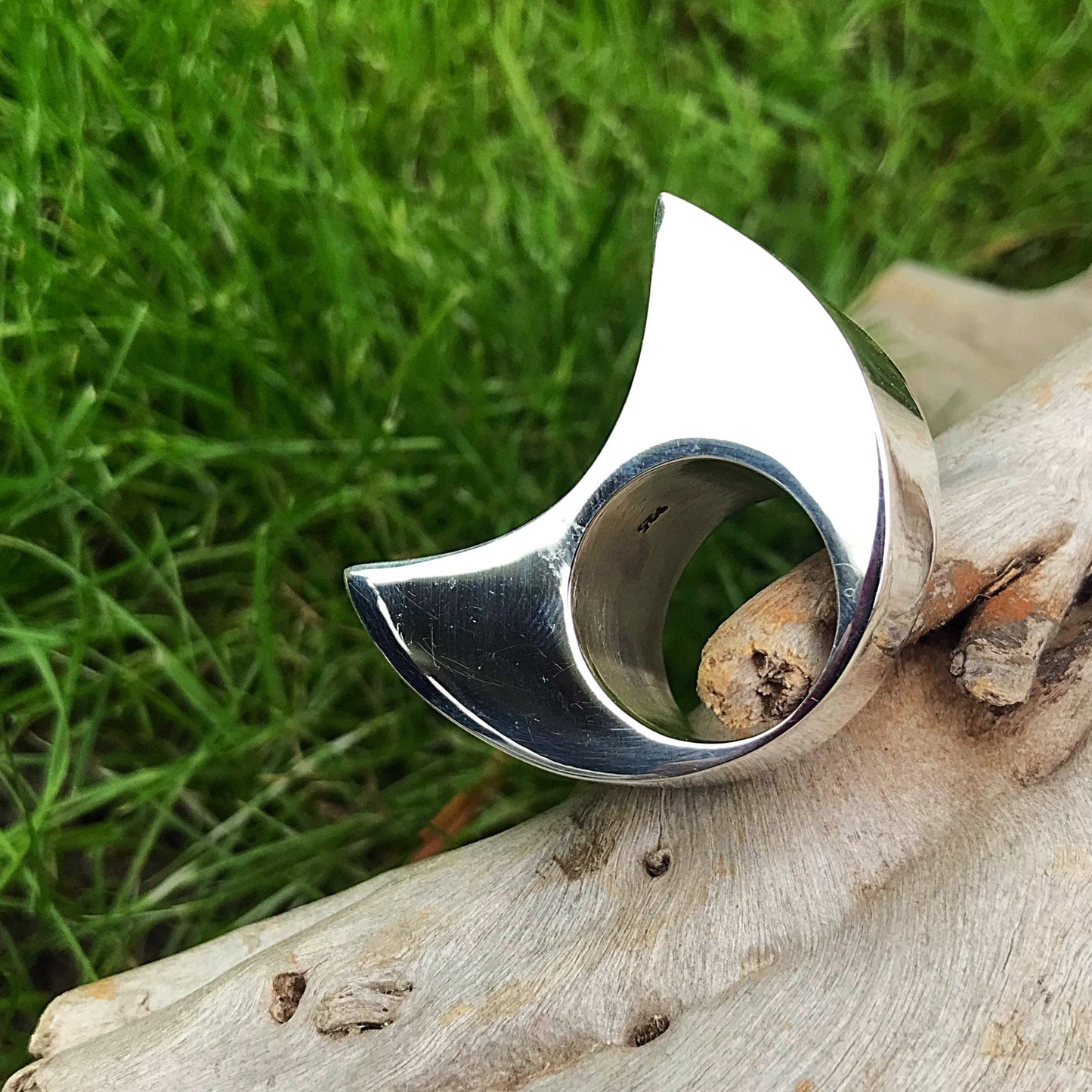 Sterling Silver Modernist Abstract oversize  Statement Ring 6 last one