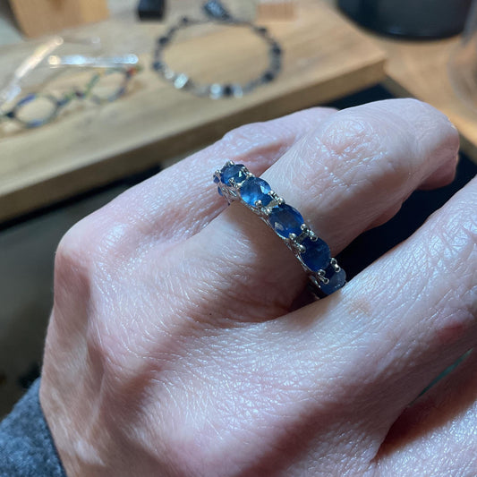 sterling silver natural blue sapphire band ring 6