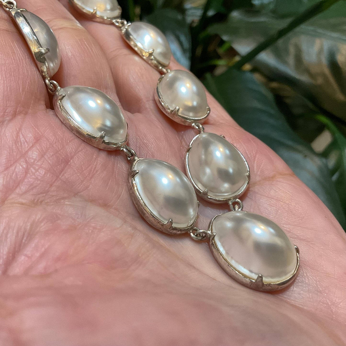 Sterling silver large white osmena mother of pearl Necklace