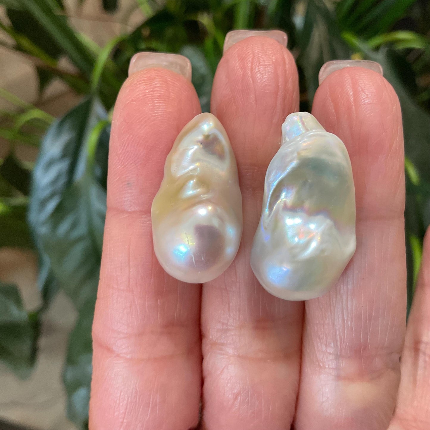 Sterling Silver white natural organic baroque pearl post Earrings