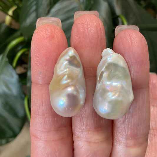 Sterling Silver white natural organic baroque pearl post Earrings
