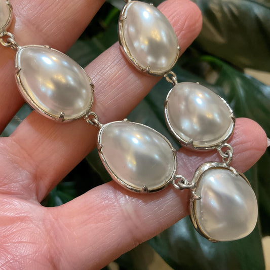 Sterling silver large white osmena mother of pearl Necklace