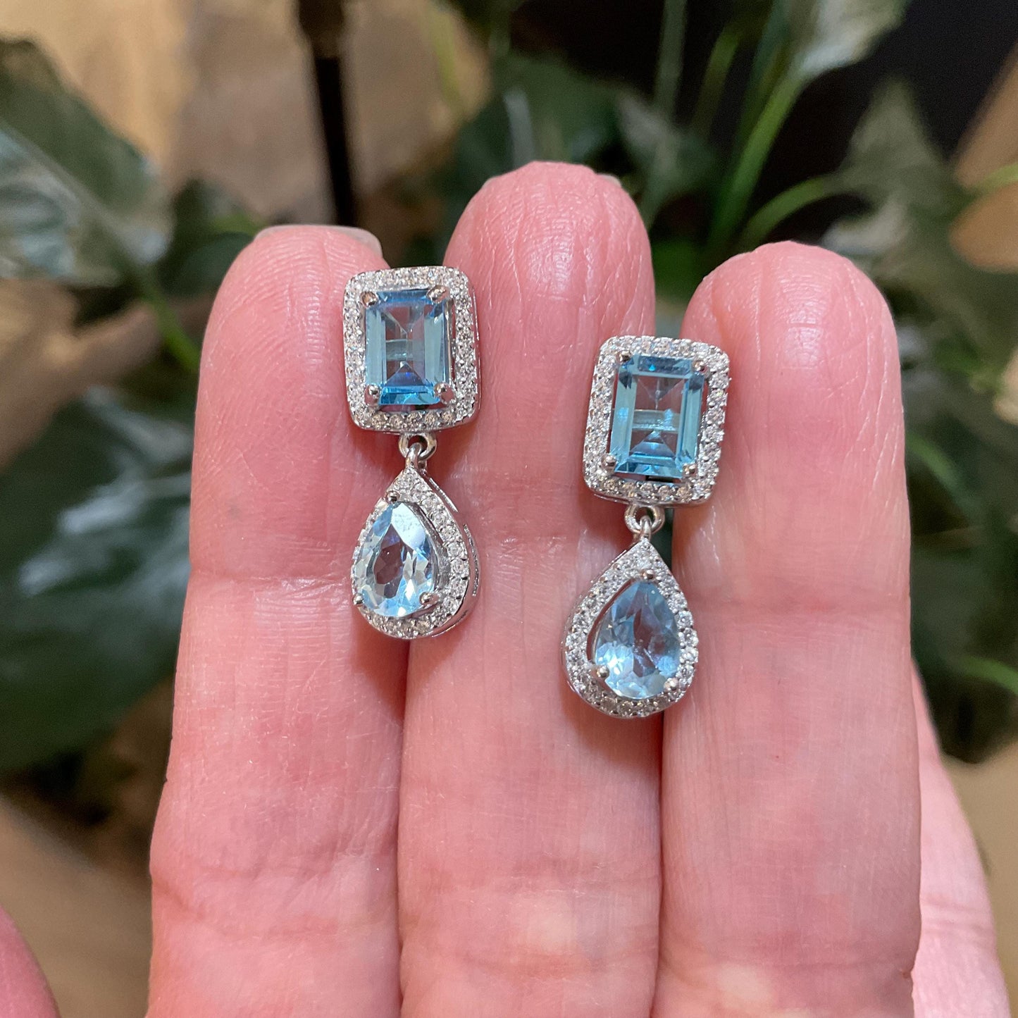 Sterling Silver blue topaz small post earrings Colors Of Etnika