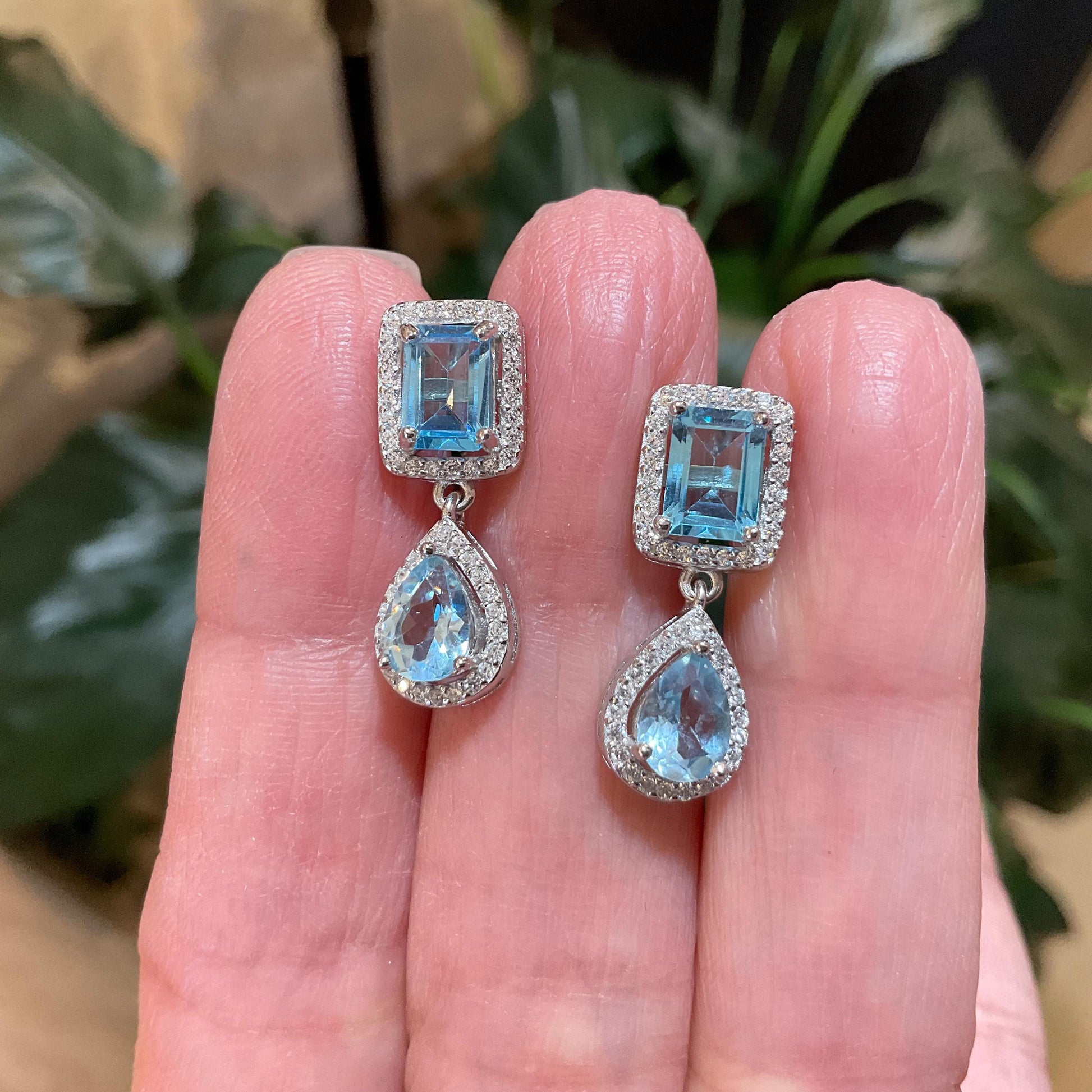 Sterling Silver blue topaz small post earrings Colors Of Etnika