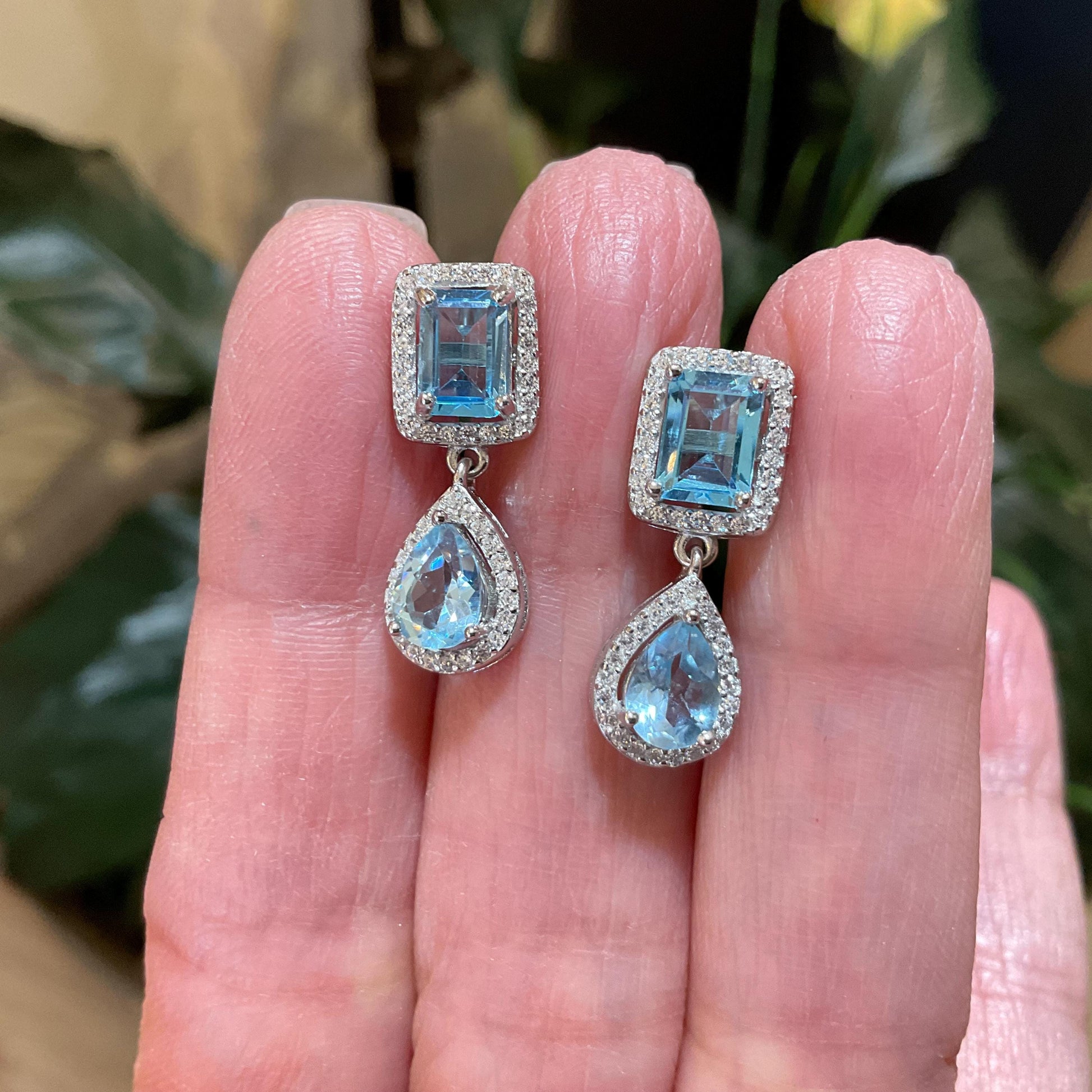 Sterling Silver blue topaz small post earrings Colors Of Etnika