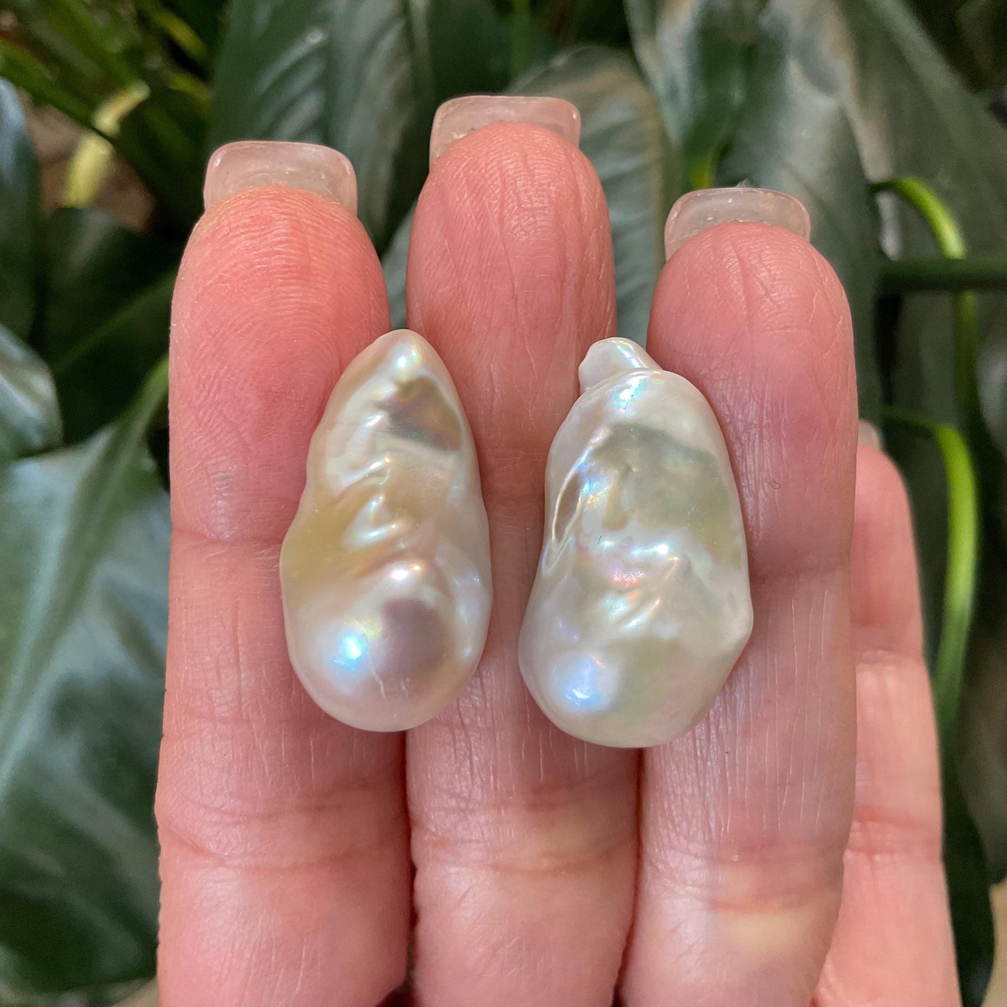 Sterling Silver white natural organic baroque pearl post Earrings