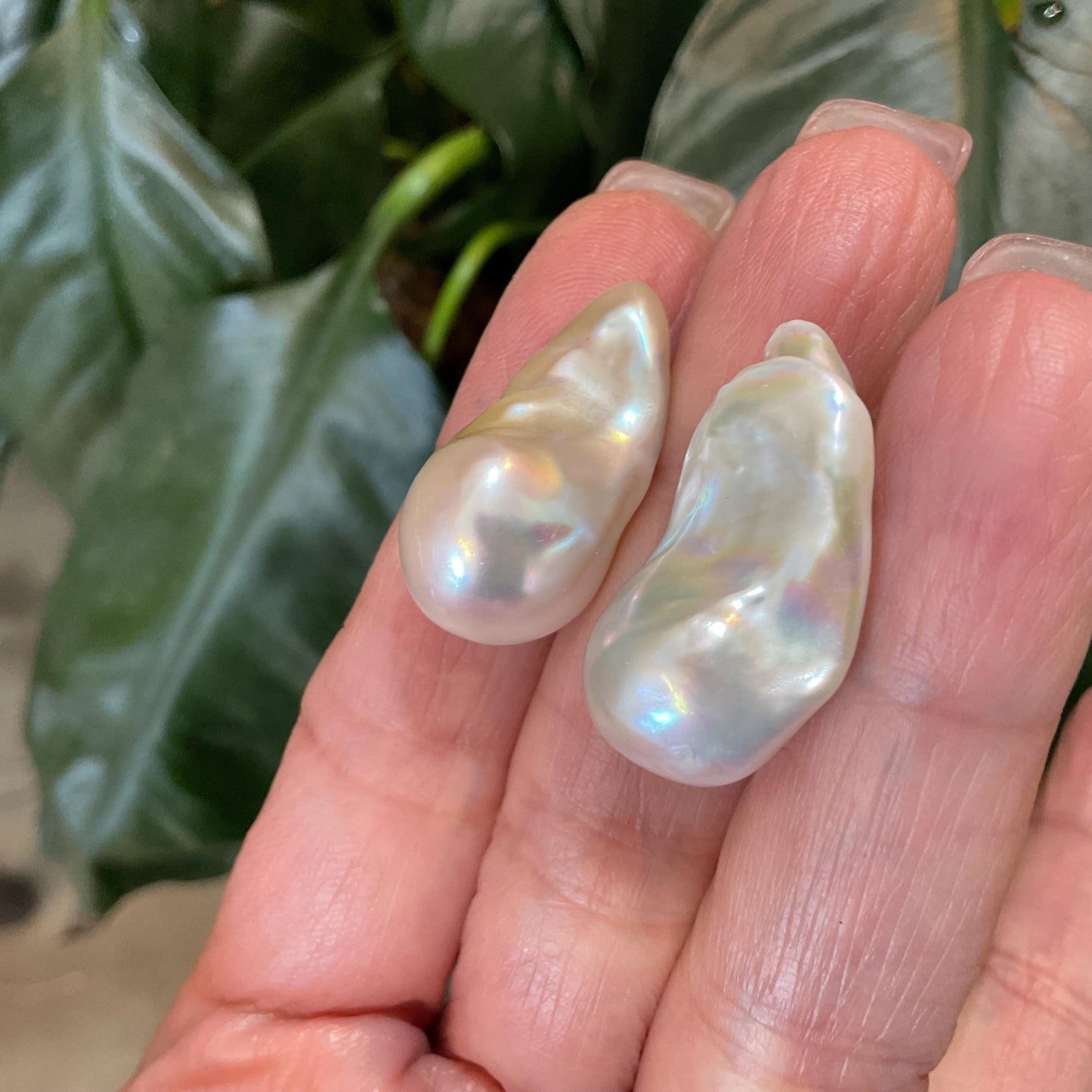 Sterling Silver white natural organic baroque pearl post Earrings