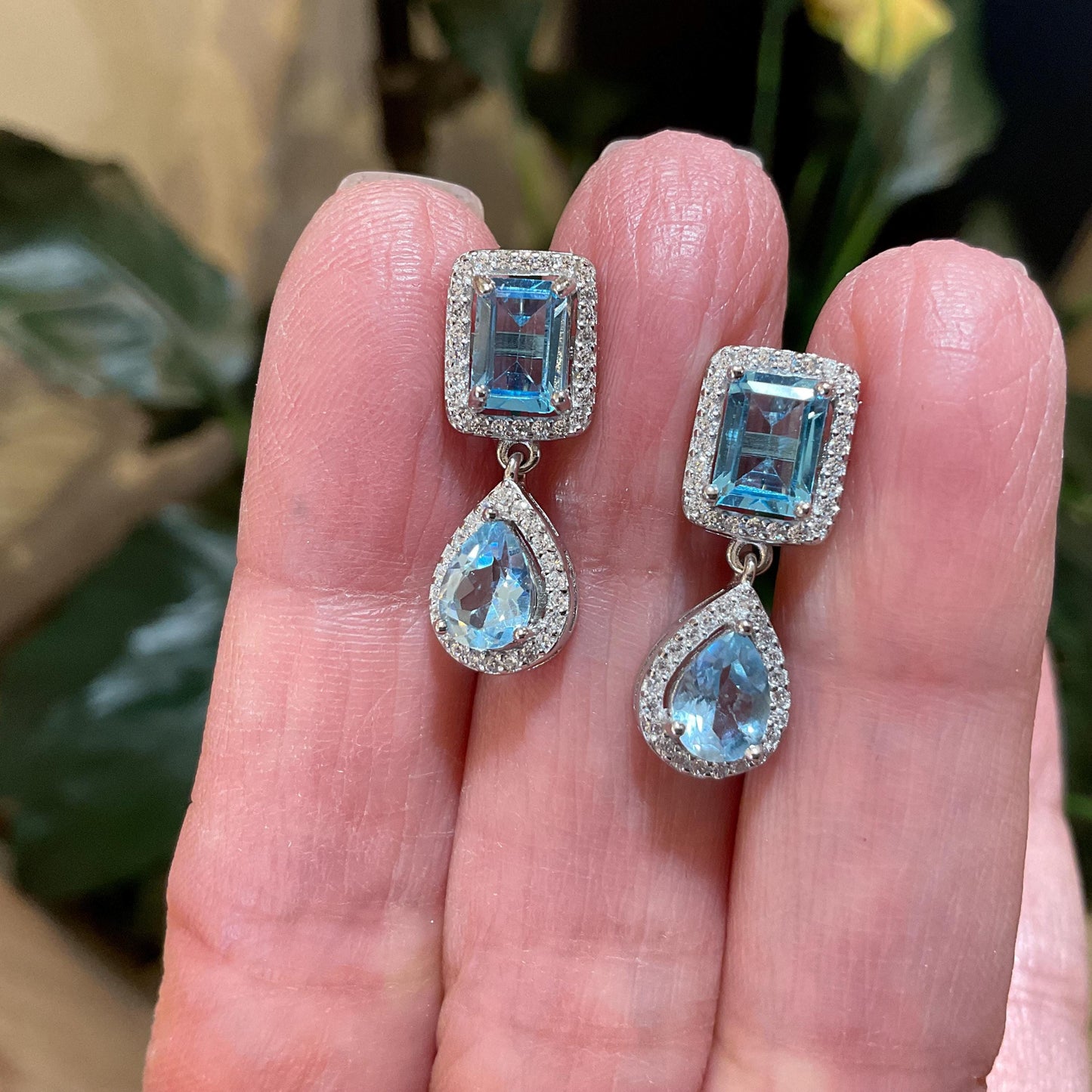 Sterling Silver blue topaz small post earrings Colors Of Etnika