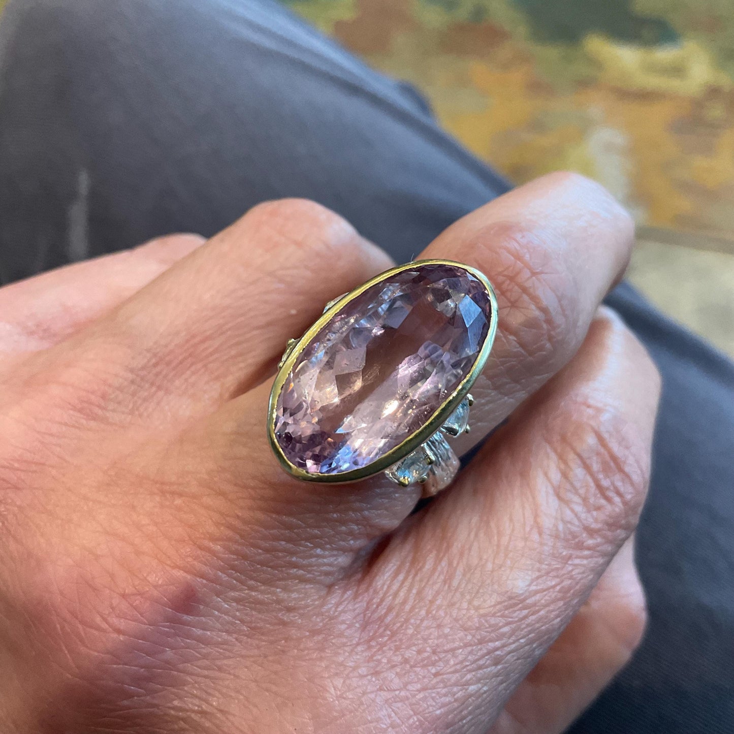 Sterling Silver Ametrine statement topaz ring 8