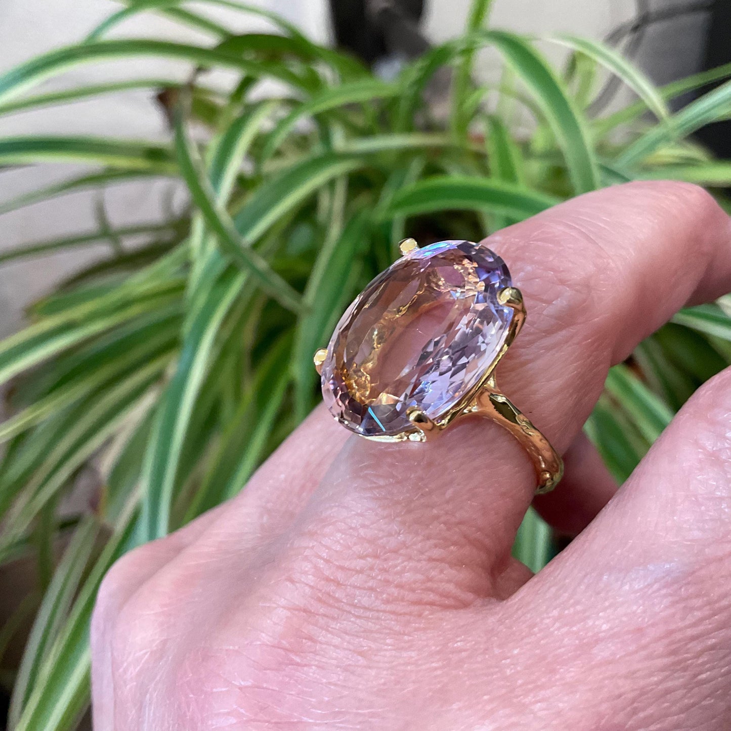 sterling silver statement Natural Ametrine gold  ring 8