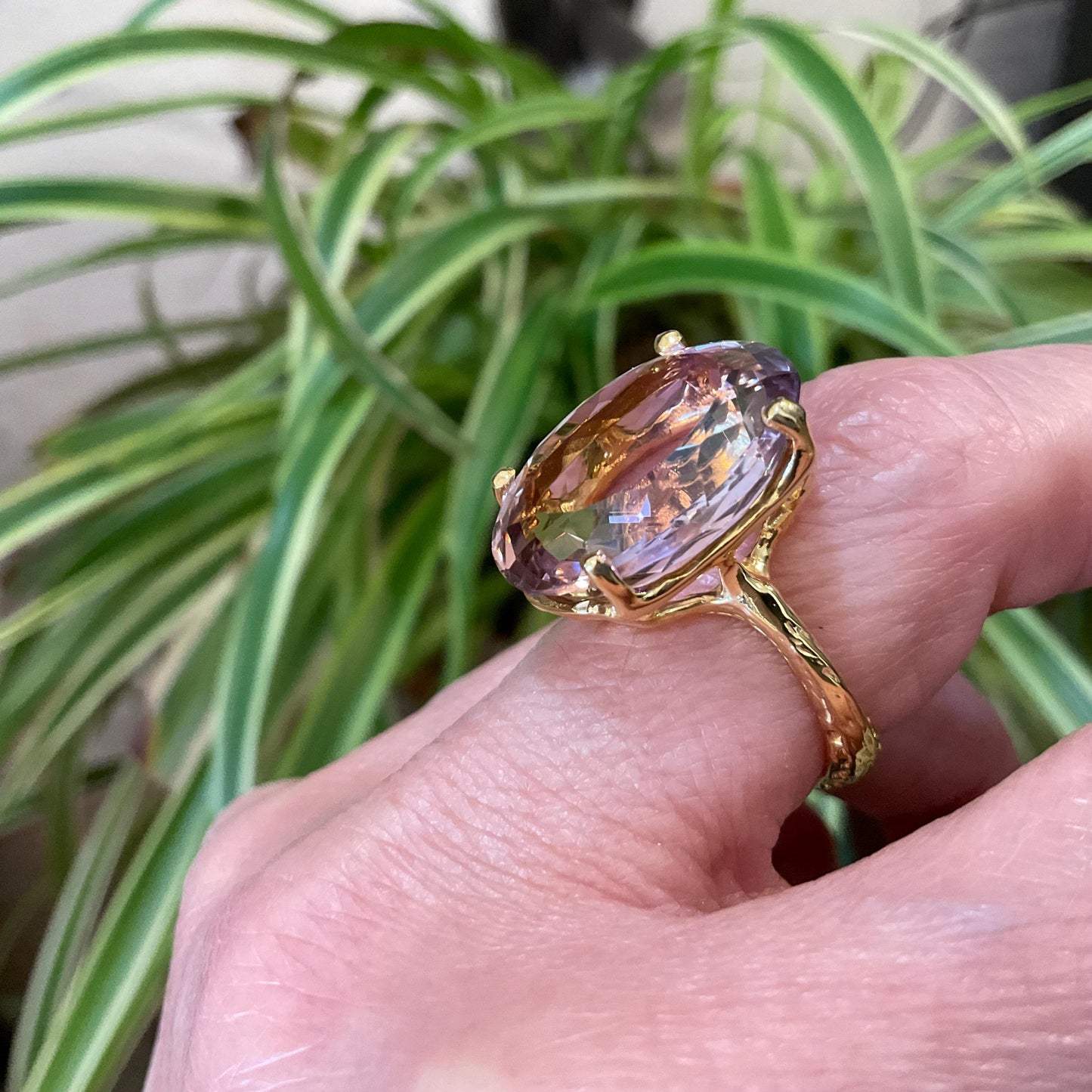 sterling silver statement Natural Ametrine gold  ring 8