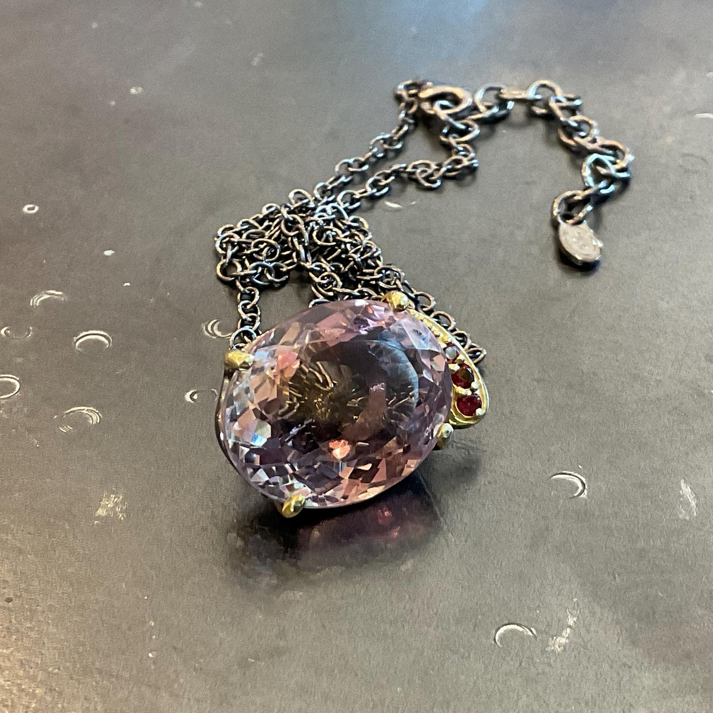 sterling silver ametrine pendant rhodolite with necklace