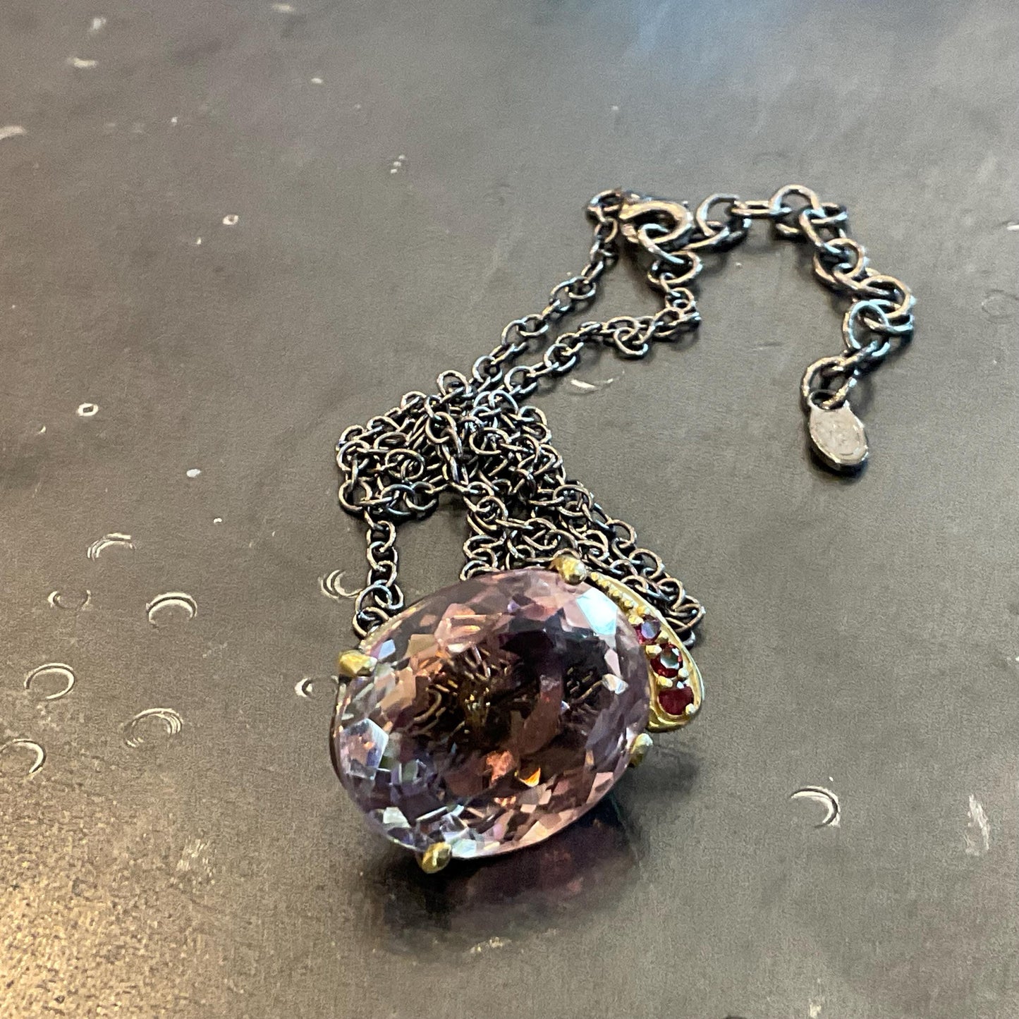 sterling silver ametrine pendant rhodolite with necklace