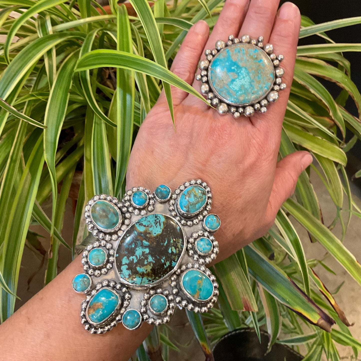 sterling silver multi stone turquoise wide bracelet cuff